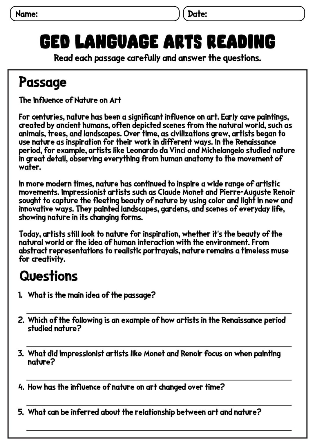 Ged Reading Comprehension Worksheets Pdf - Reading Comprehension Worksheets