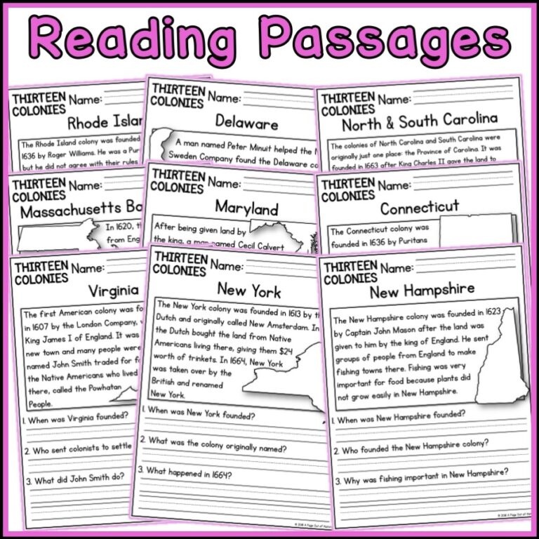 13 Colonies Social Studies Reading Comprehension Passages K 2 Made By Teachers