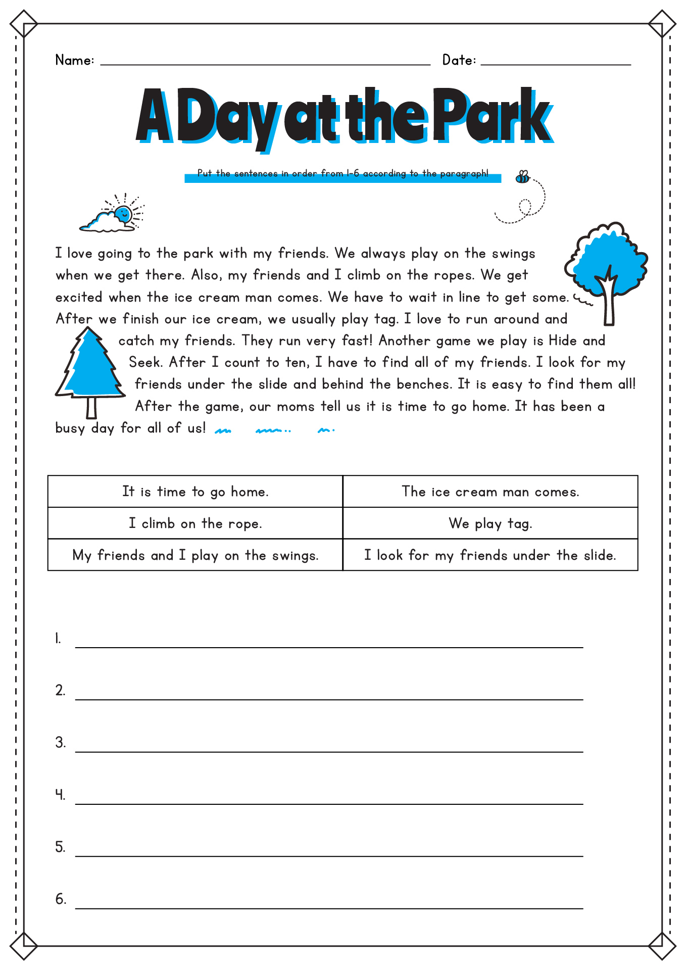 Reading Comprehension Sequencing Worksheets 4th Grade