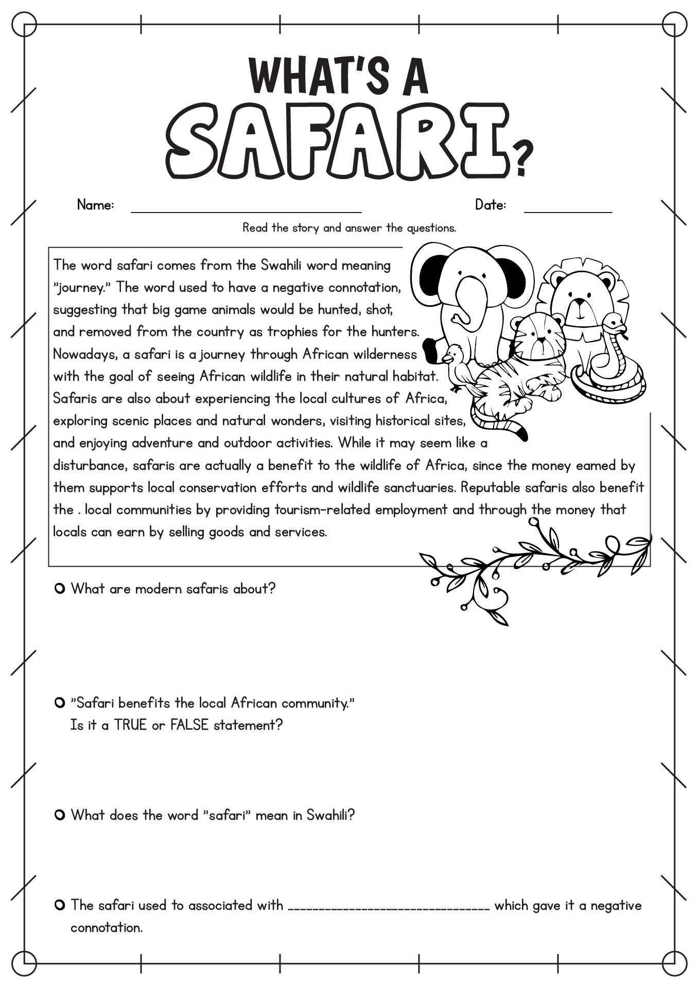 4th Grade Reading And Comprehension Worksheets