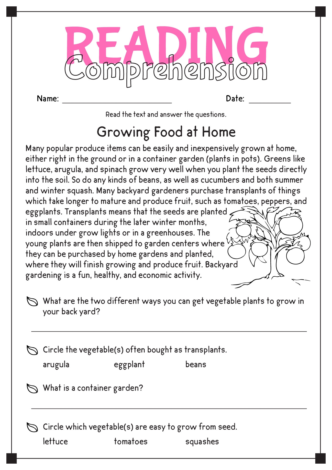 Reading Comprehension Worksheets 10th Grade