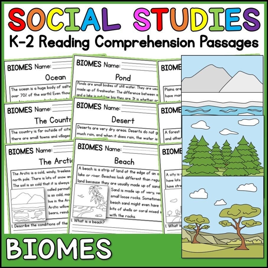 1st 2nd Grade Reading Comprehension Biomes Passages U0026 Questions Classroom Homeschool No Prep Printable Standards aligned Etsy