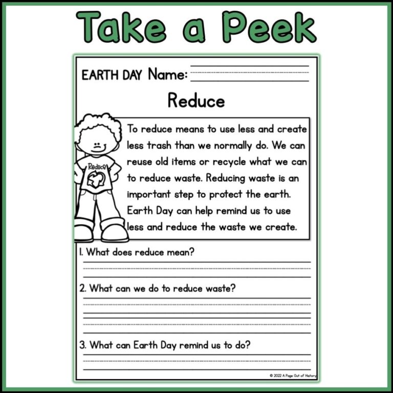 1st 2nd Grade Reading Comprehension Earth Day Passages U0026 Questions Classroom Homeschool No Prep Printable Standards aligned Etsy