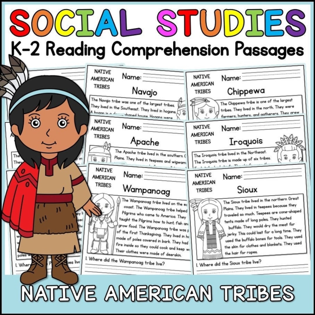 1st 2nd Grade Reading Comprehension Native American Tribes Passages U0026 Questions Classroom Homeschool No Prep Printable US History Etsy