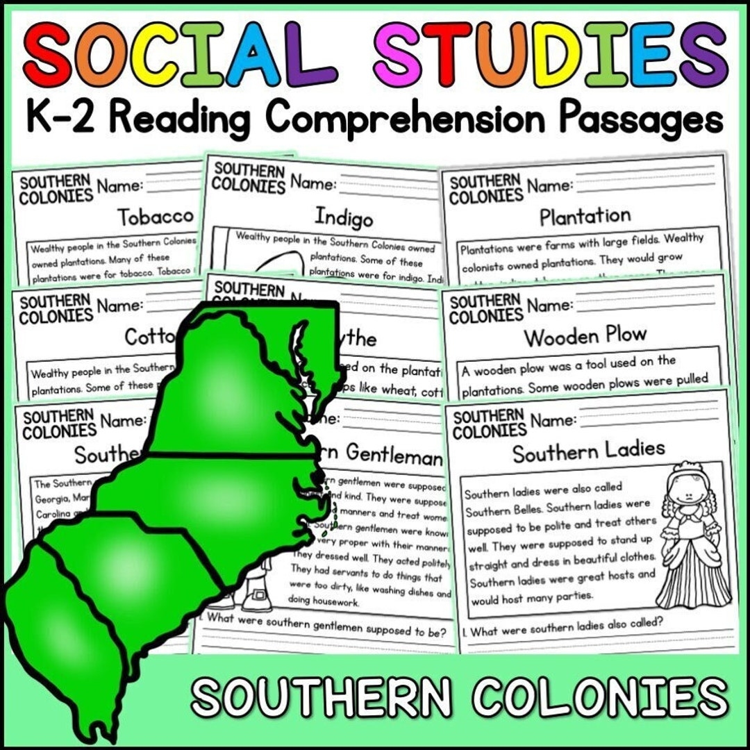 13 Colonies Reading Comprehension Worksheet