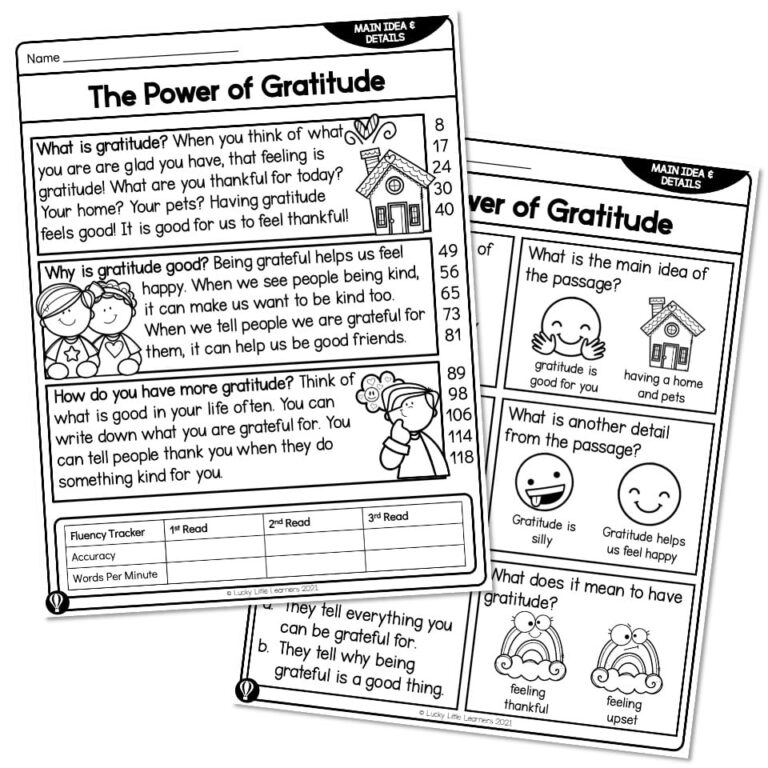 1st Grade Main Idea And Details Reading Passage The Power Of 