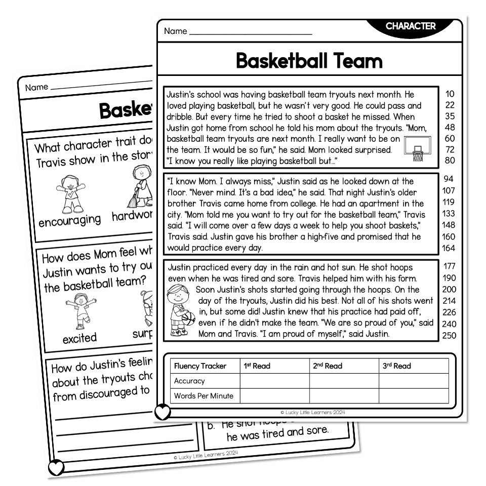 Free Basketball Reading Comprehension Worksheets