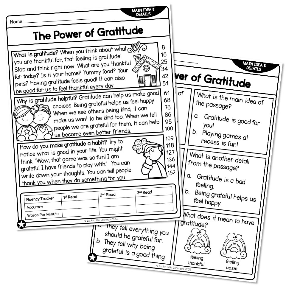 2nd Grade Main Idea And Details Reading Passage The Power Of 