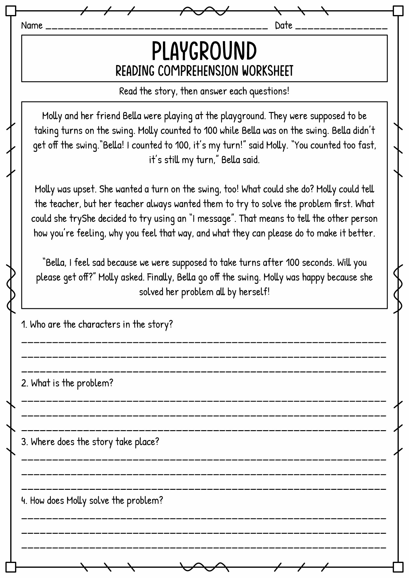Printable Second Grade Reading Comprehension Worksheets