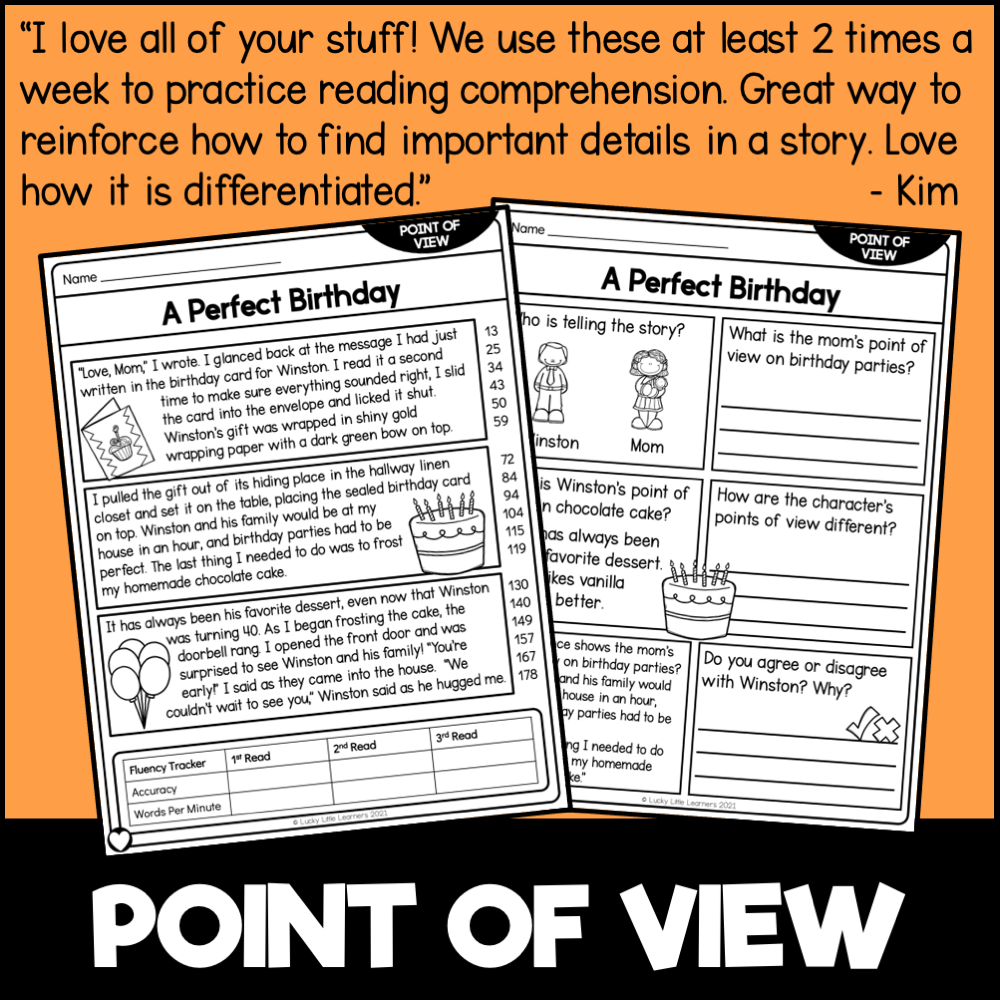 Point Of View Reading Comprehension Worksheets