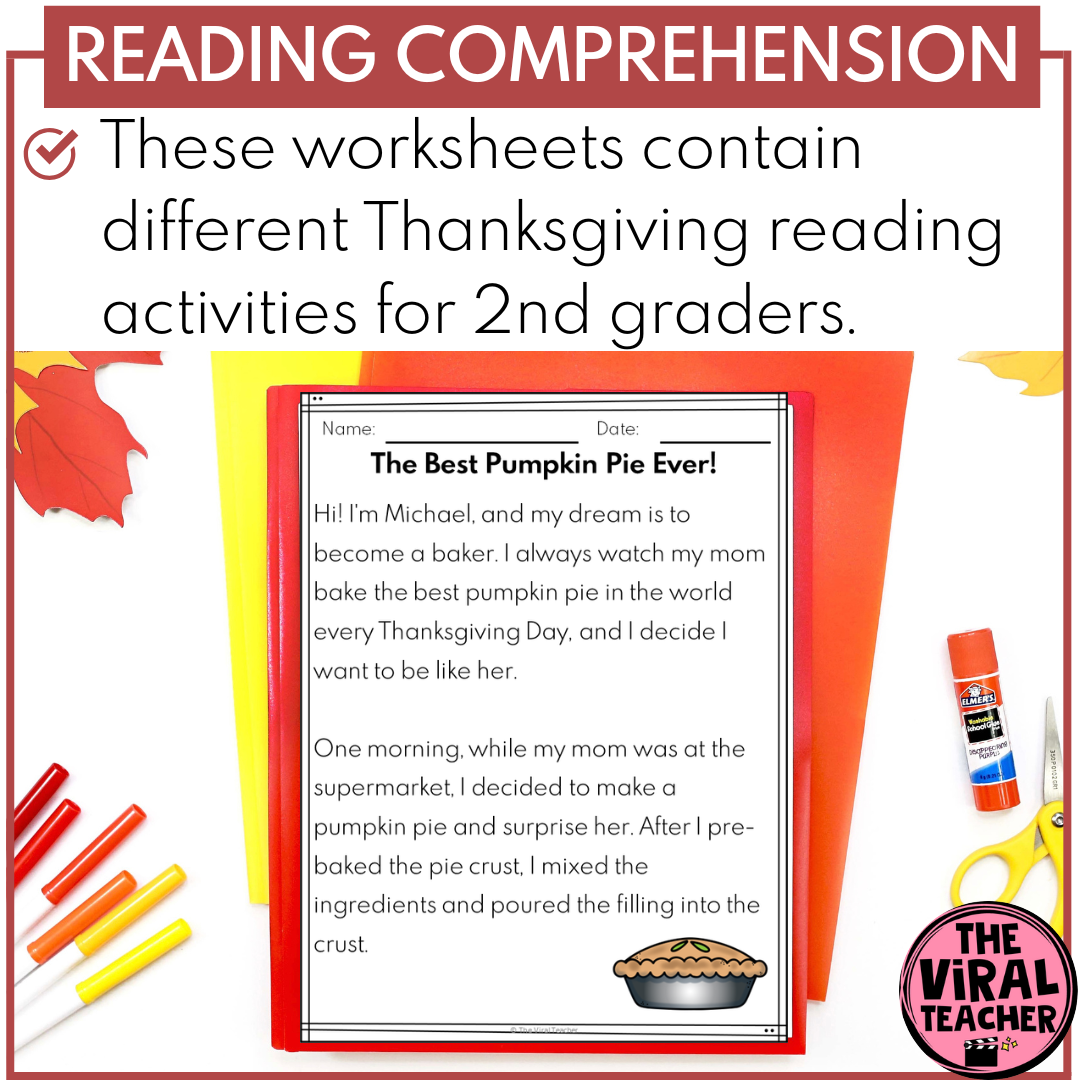 2nd Grade Thanksgiving Reading Passages And Comprehension Questions Activities