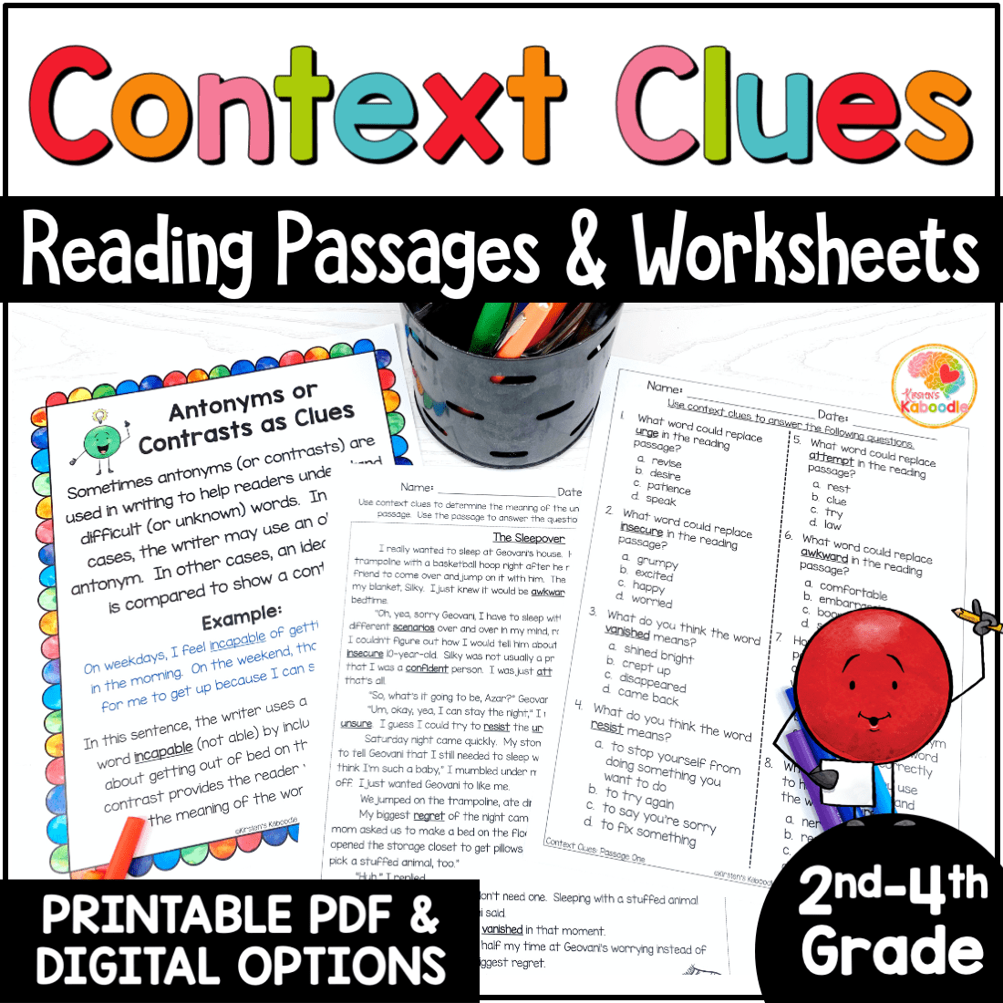 Reading Comprehension Context Clues Worksheets Pdf