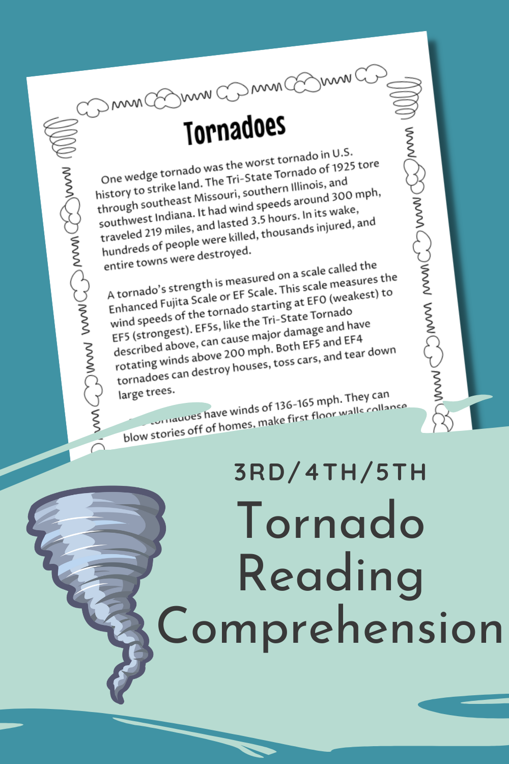 Tornado Reading Comprehension Worksheet