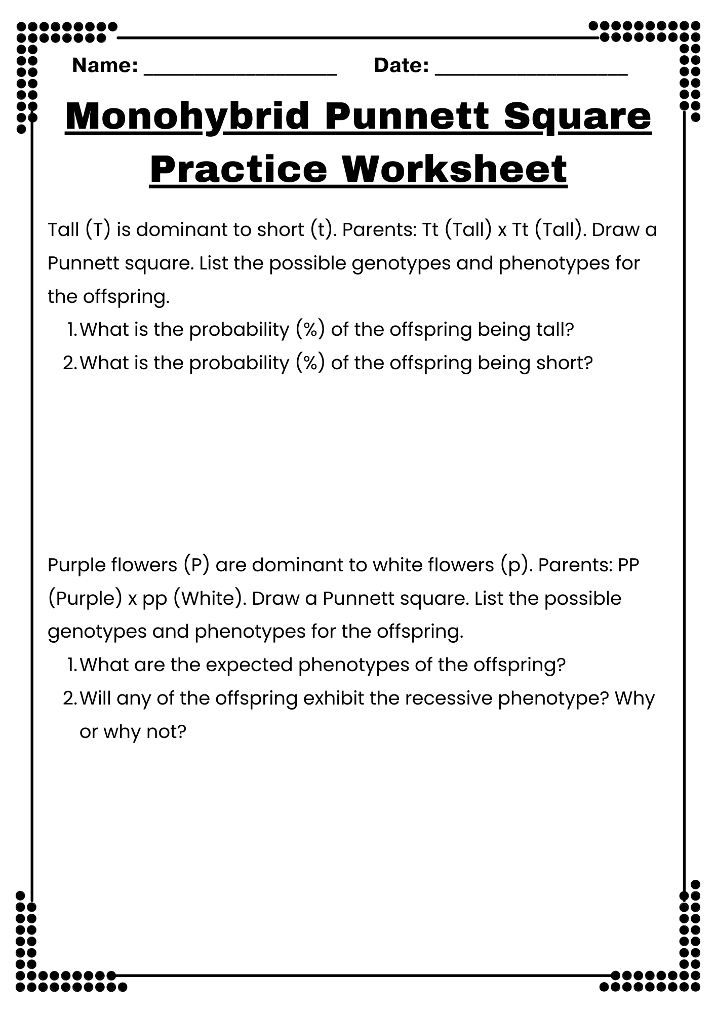 40 Punnett Square Practice Worksheet To Download In PDF
