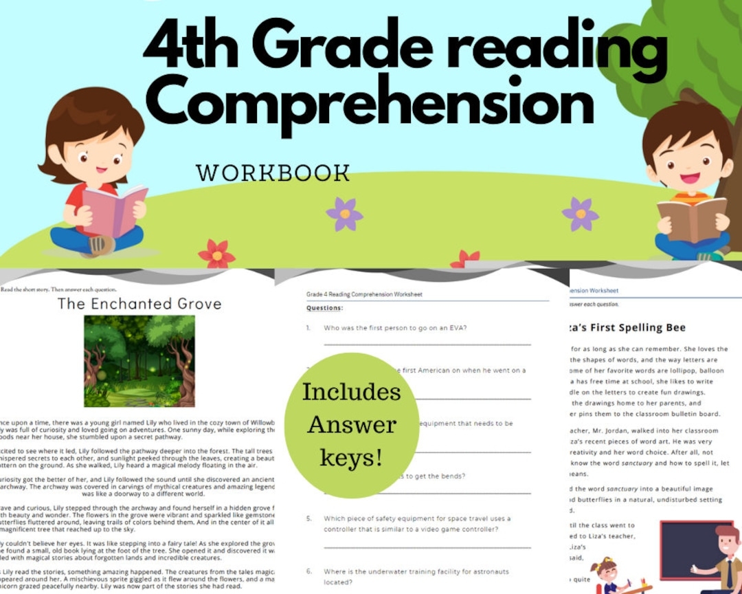 4th Grade Reading Comprehension Worksheets Short Stories Summer Reading Fourth Grade Etsy