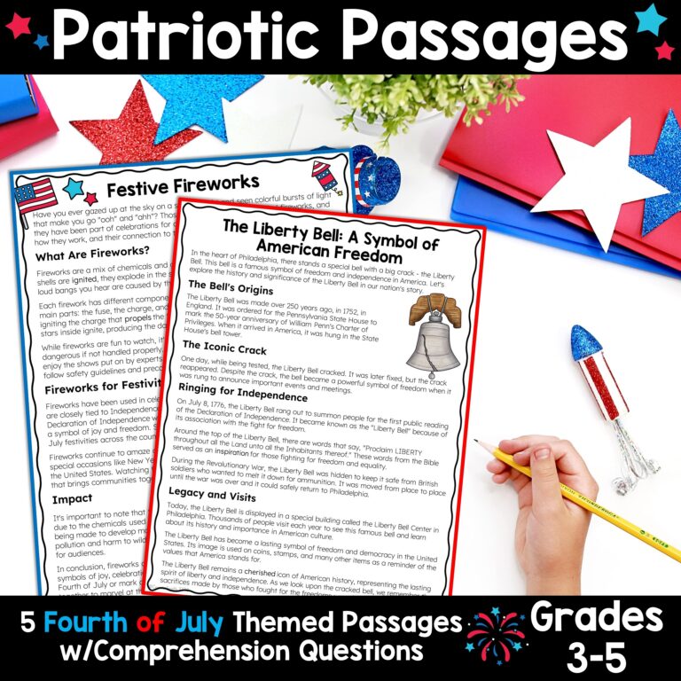 4th Of July Summer Reading Passages With Comprehension Questions Thrifty In Third Grade
