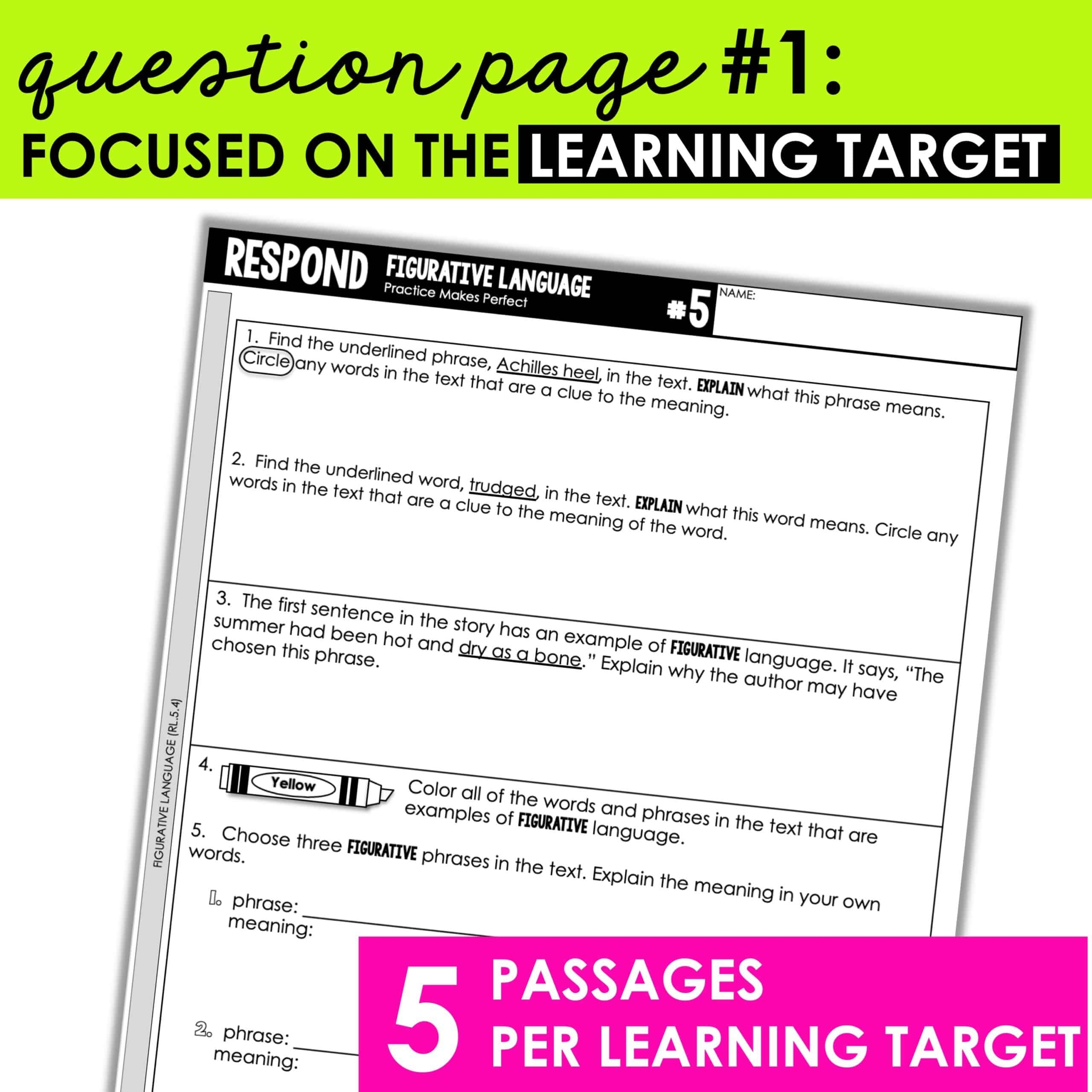 5th Grade Close Reading Passages And Activities LITERATURE FICTION