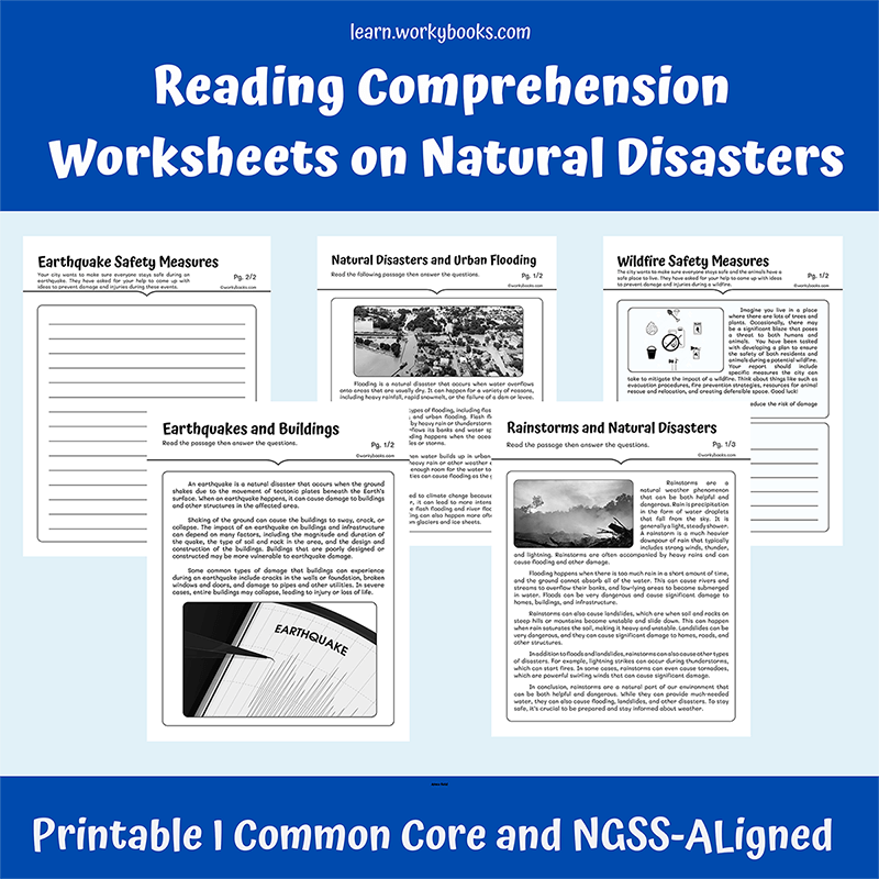 Reading Comprehension Natural Disasters Worksheets