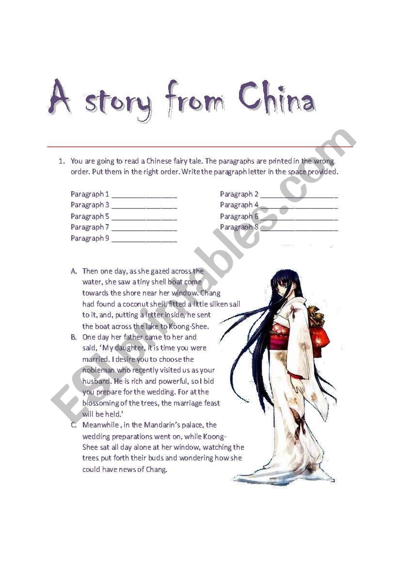 A Story From China Reading Comprehension ESL Worksheet By Yoke74