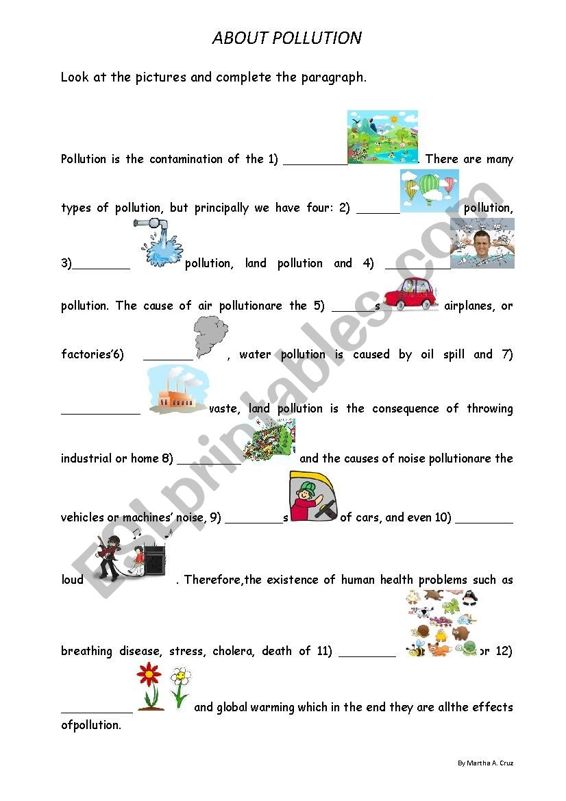 About Pollution ESL Worksheet By Macruz
