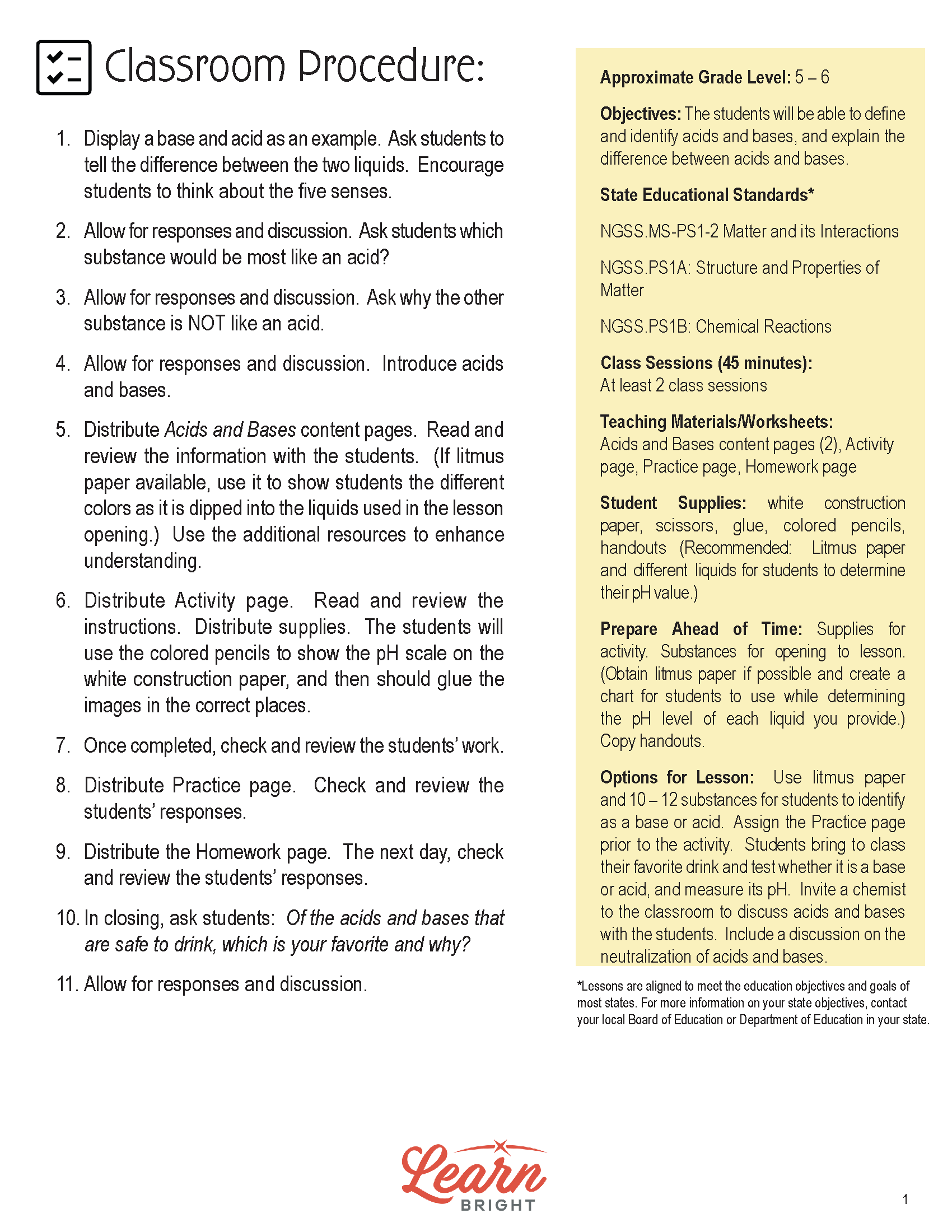 Acids And Bases Free PDF Download Learn Bright