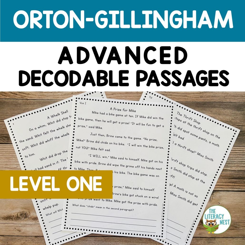 Advanced Orton Gillingham Decodable Passages Lessons Level 1 The Literacy Nest