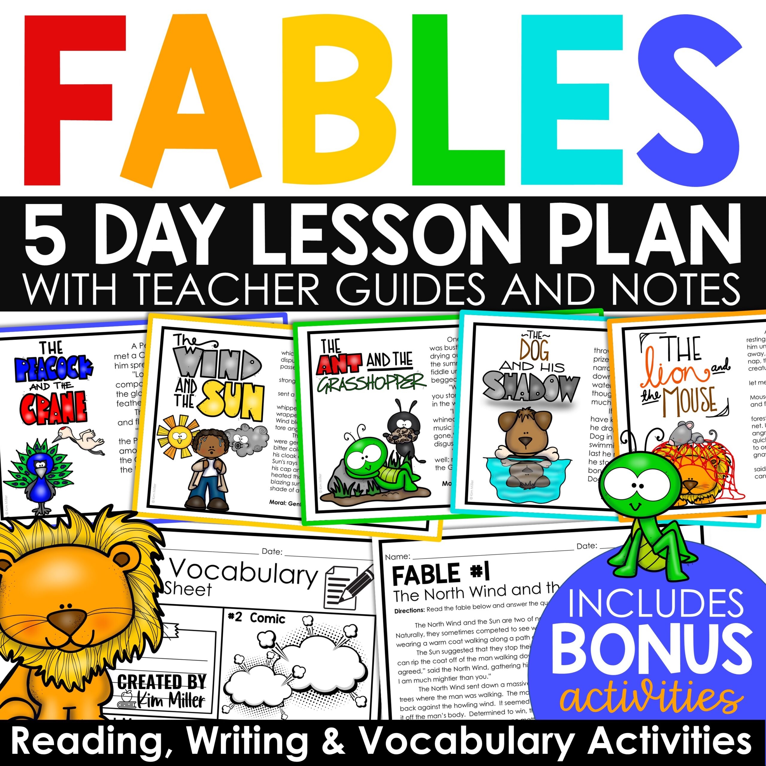 Aesop s Fables Activities Reading Comprehension Passages U0026 Writing Sub Plans A Love Of Teaching Kim Miller