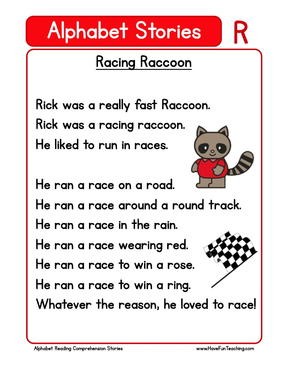 Alphabet Stories Letter R Reading Comprehension Worksheet Have 