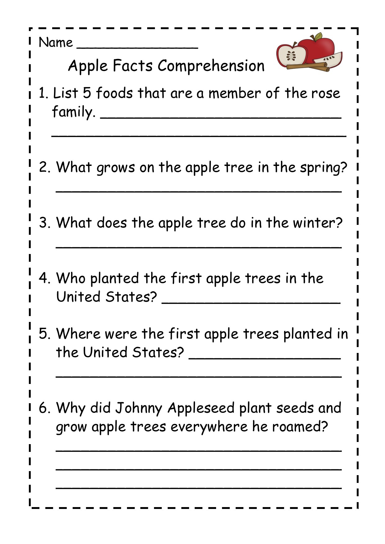 Apple Facts Reading Comprehension Passage Made By Teachers
