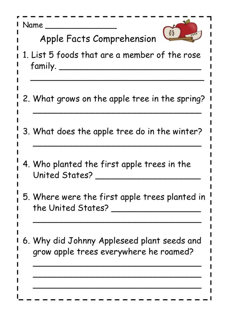 Apple Facts Reading Comprehension Passage Made By Teachers