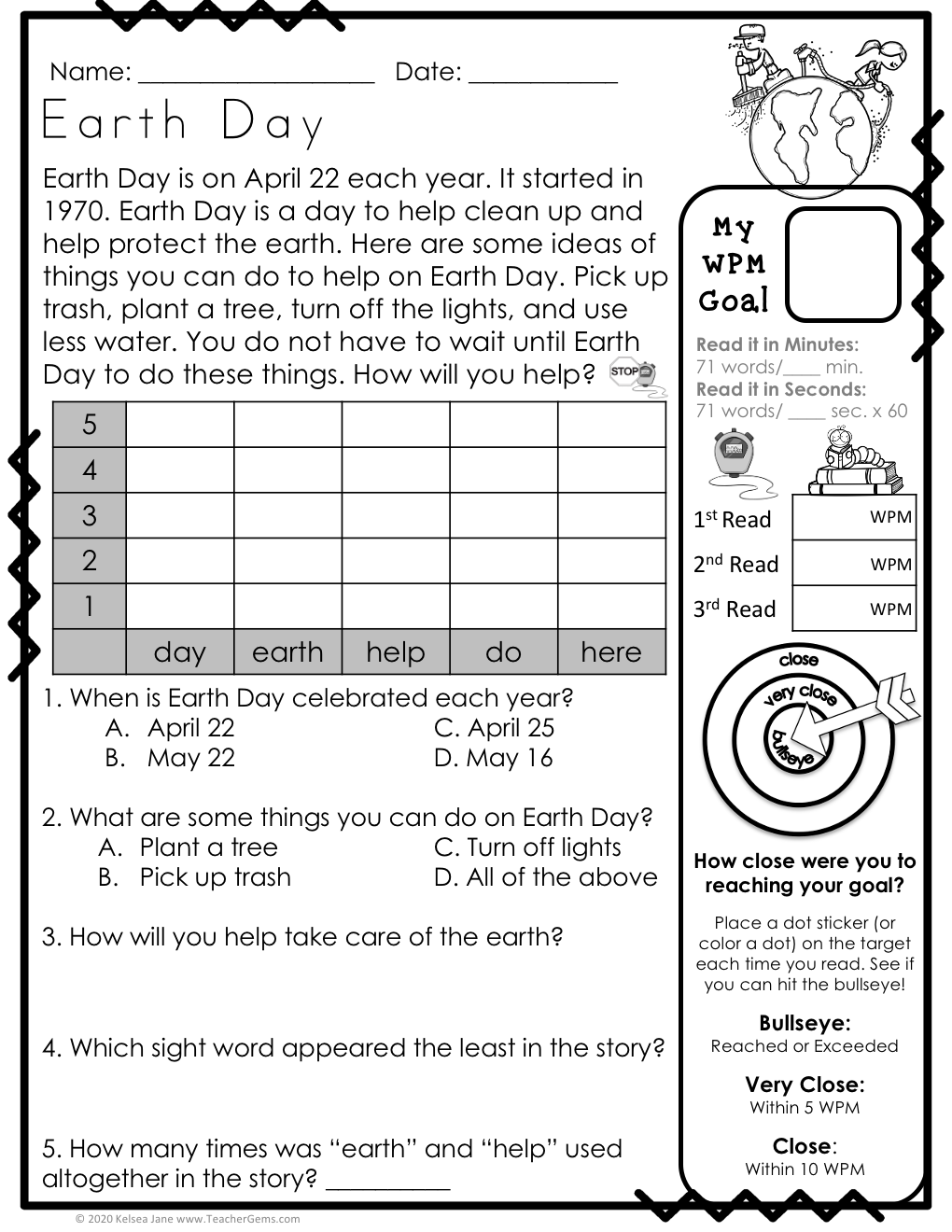 April Reading Passages Insects Earth Day April Showers Worksheets Library