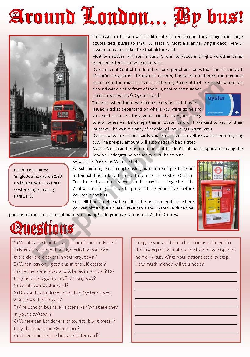 London Reading Comprehension Worksheet