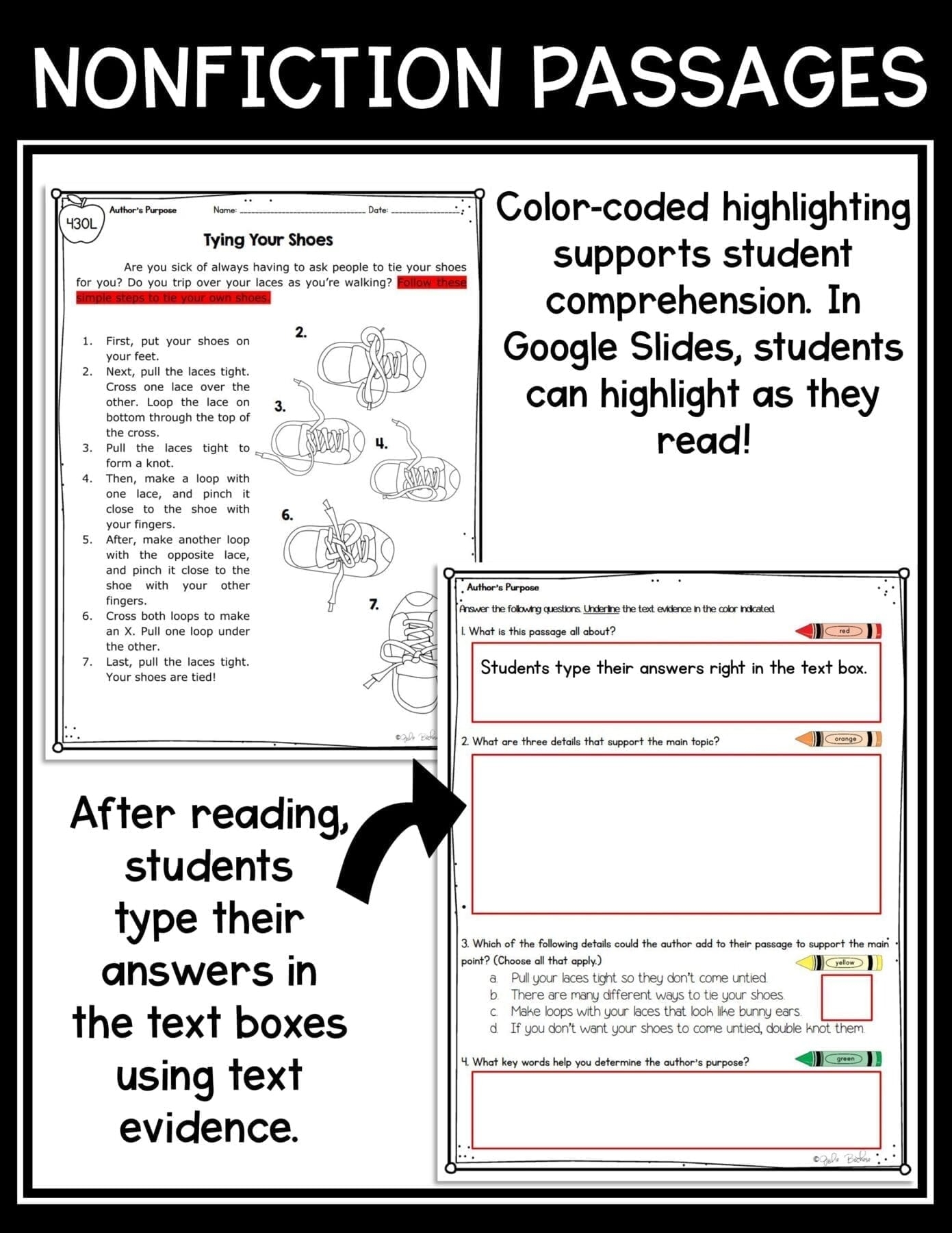 Close Reading Comprehension Worksheets