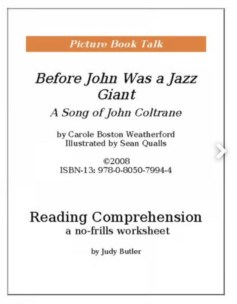 Before John Was A Jazz Giant Reading Comprehension Classful