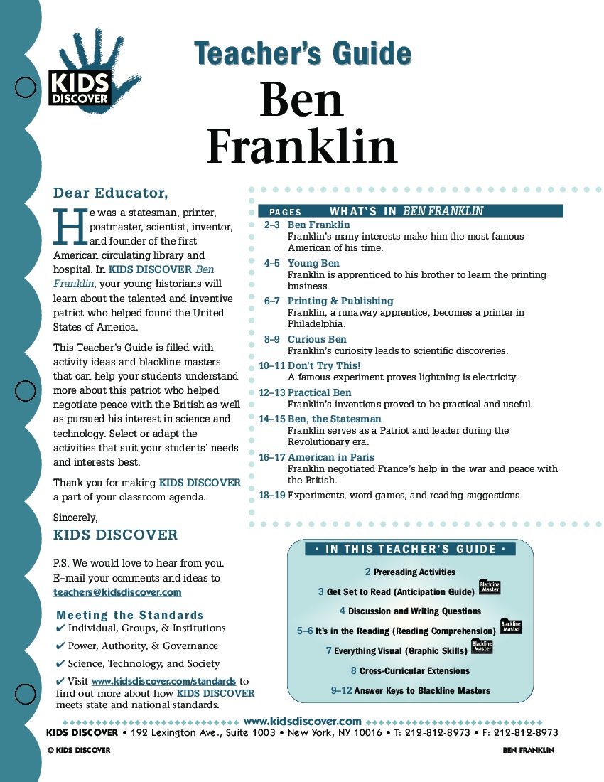 Ben Franklin Reading Comprehension Worksheets