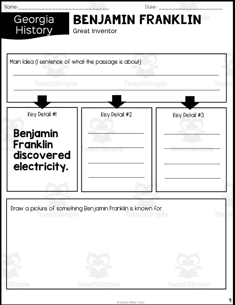 Benjamin Franklin History Packet Nonfiction Reading