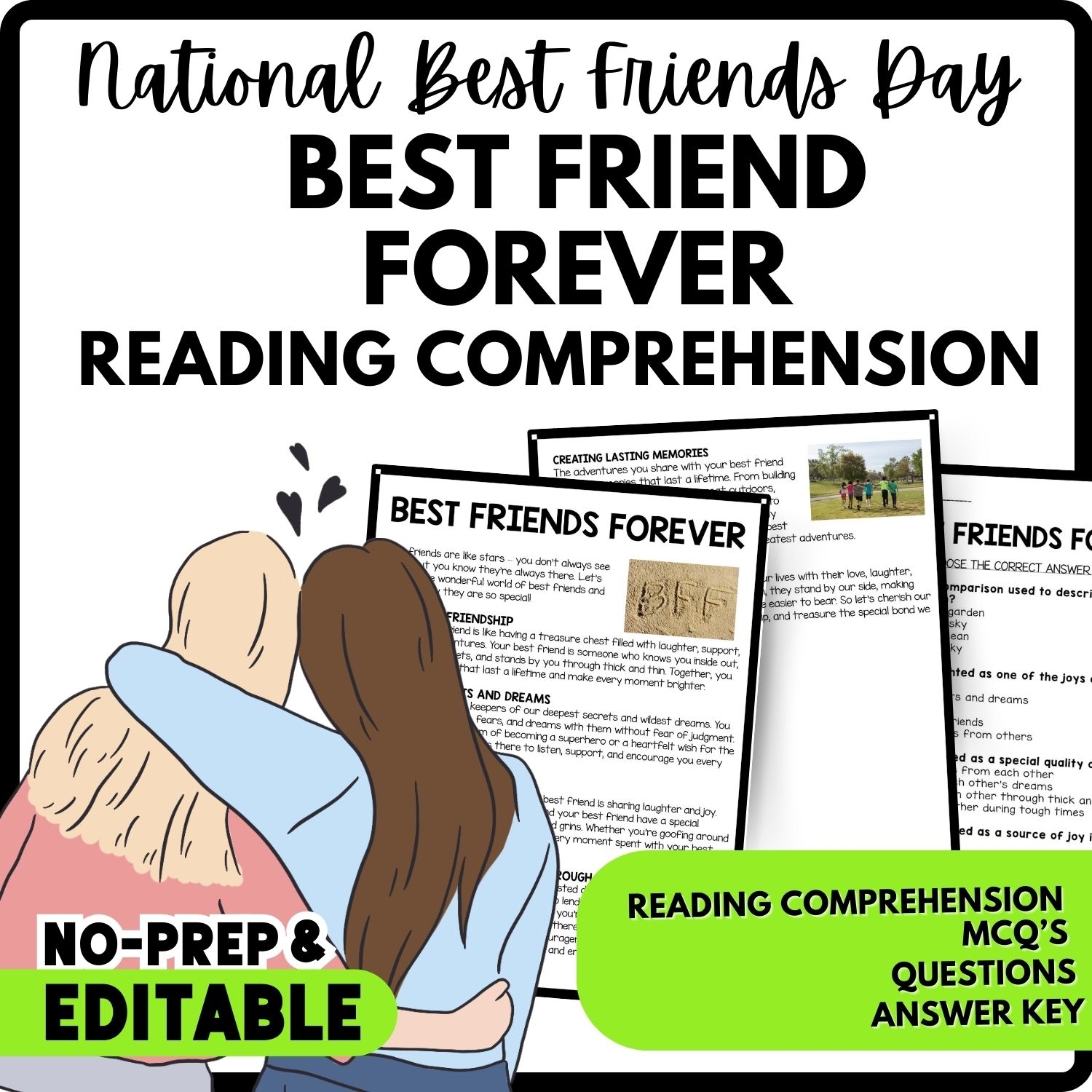 Best Friends Forever Reading Comprehension Worksheet Teachers Stock