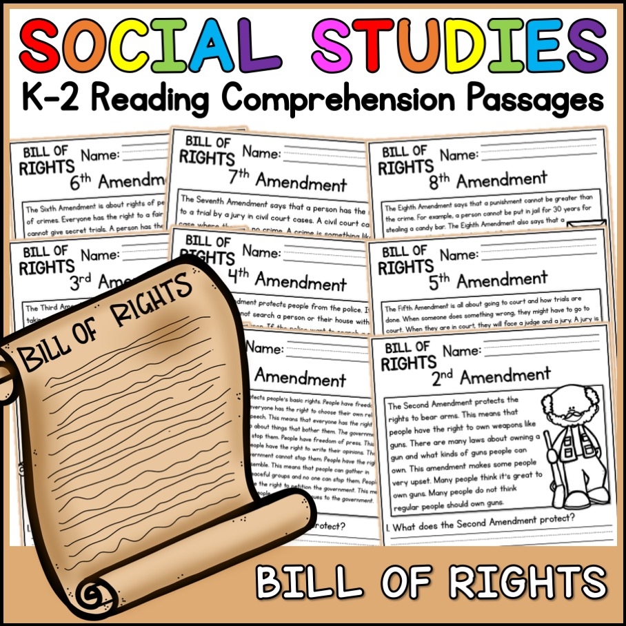 Bill Of Rights Social Studies Reading Comprehension Passages K 2