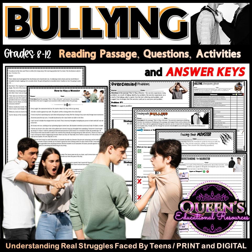Bullying Reading Comprehension Worksheets Pdf