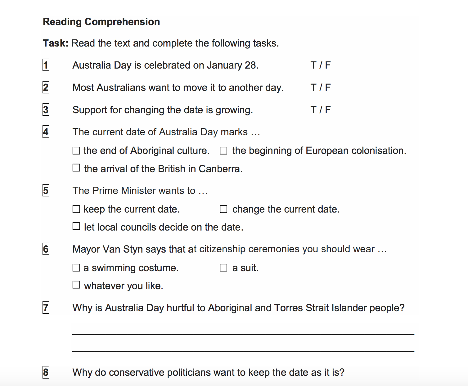 Reading Comprehension Worksheets Year 3 Australia