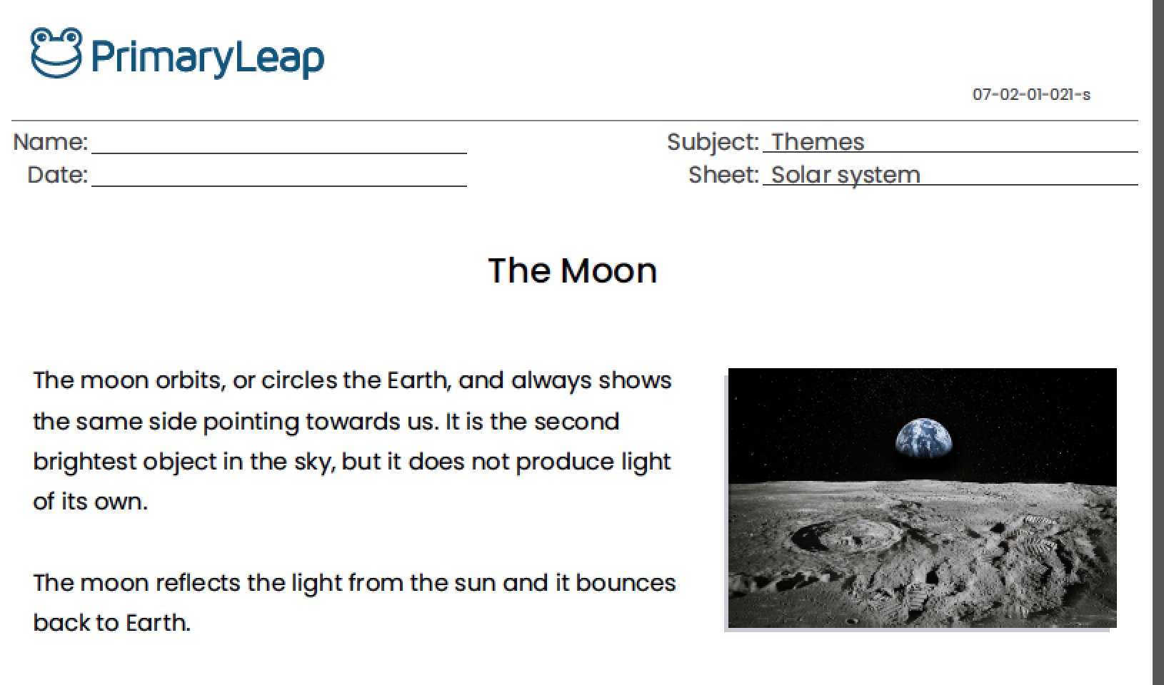 Moon Worksheet Pdf Reading Comprehension