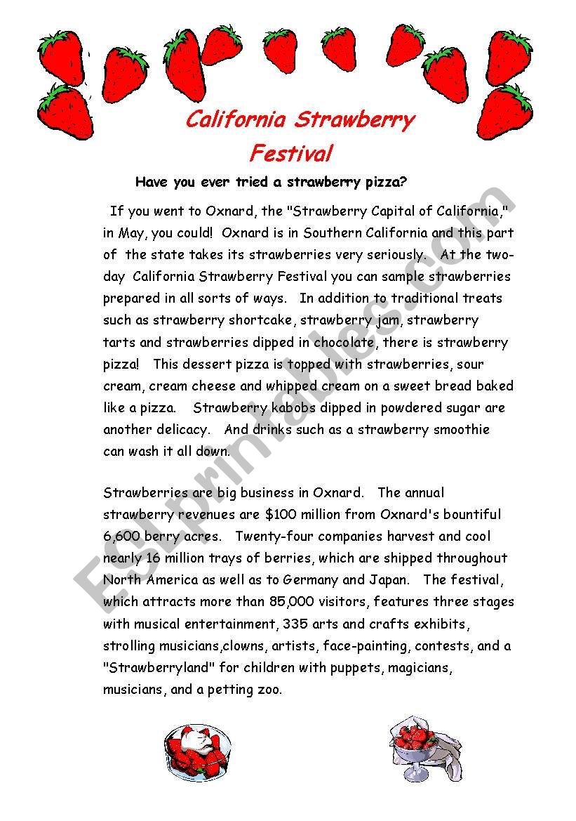 California Strawberry Festival ESL Worksheet By Eng789
