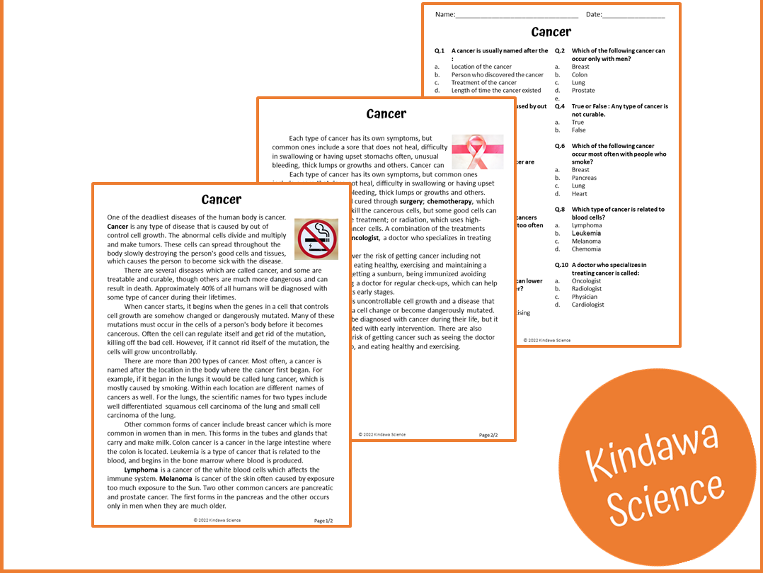 Cancer Reading Comprehension Passage And Questions PDF Teaching Resources