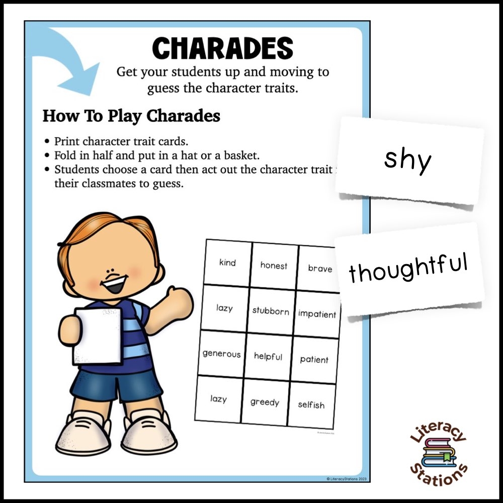 Character Traits Reading Passages Literacy Stations