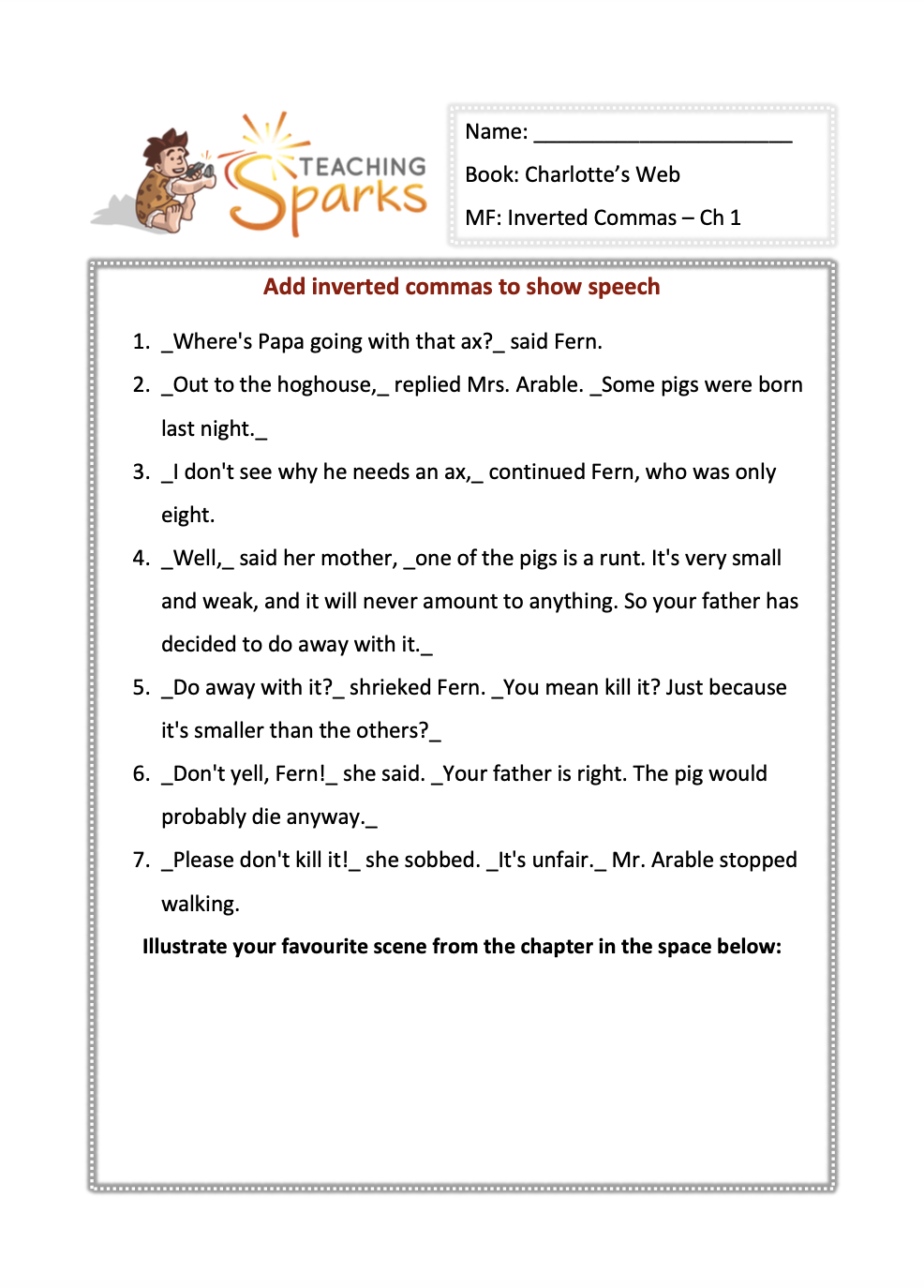 Charlotte's Web Reading Comprehension Worksheets