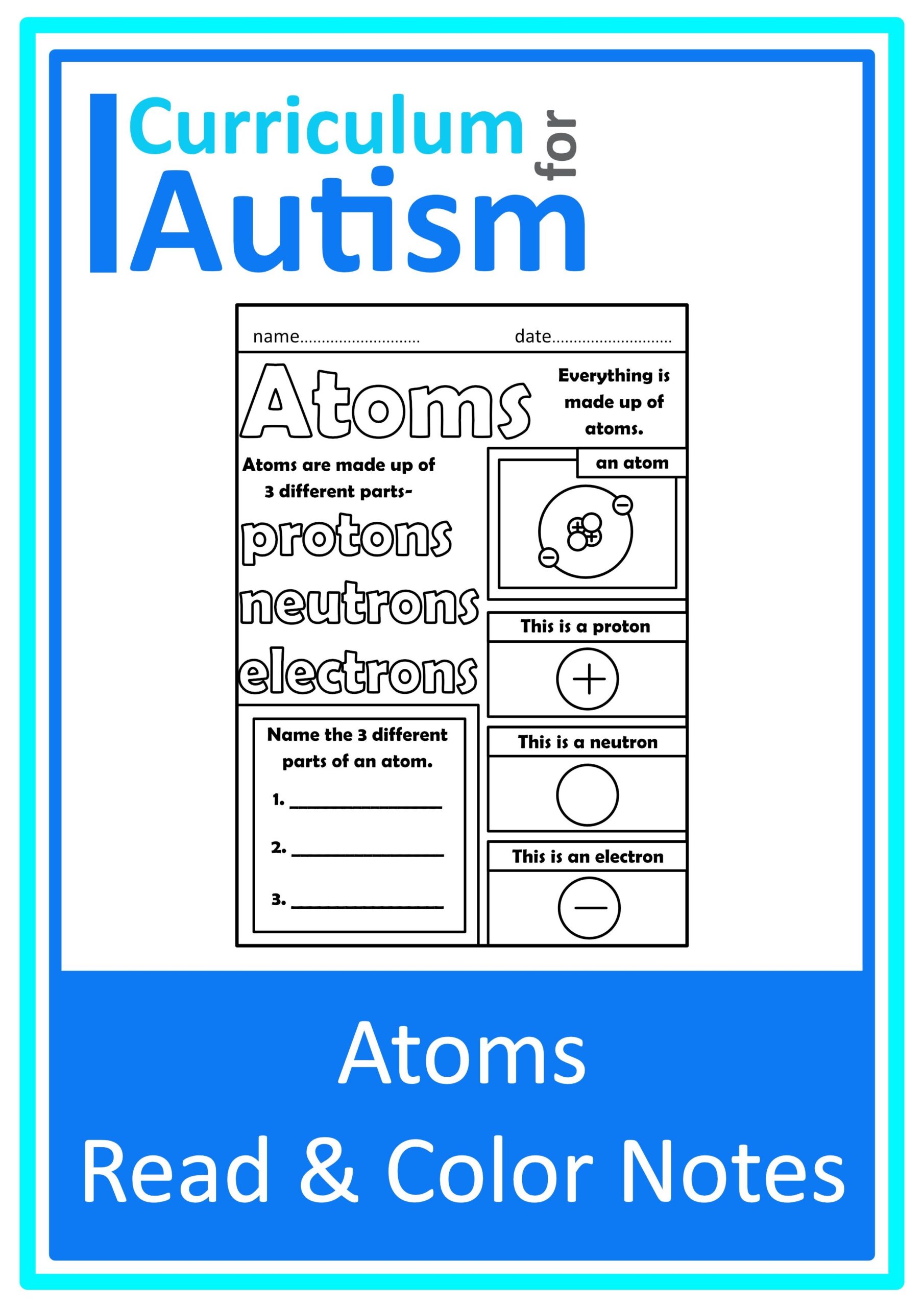 Chemical Reactions Worksheets Autism Inclusion Classroom Homeschool Chemistry Science Lessons Curriculum For Autism