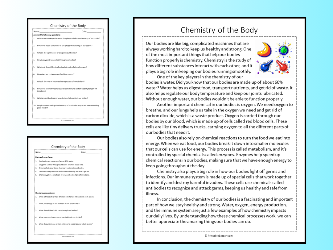 Reading Comprehension Chemistry Worksheets