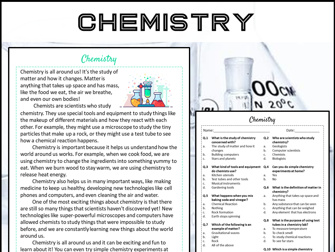 Chemistry Reading Comprehension Passage And Questions PDF Teaching Resources