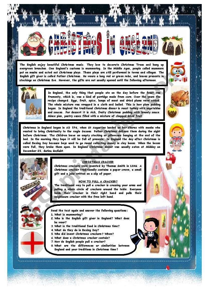 Christmas Reading Comprehension Pdf Worksheet