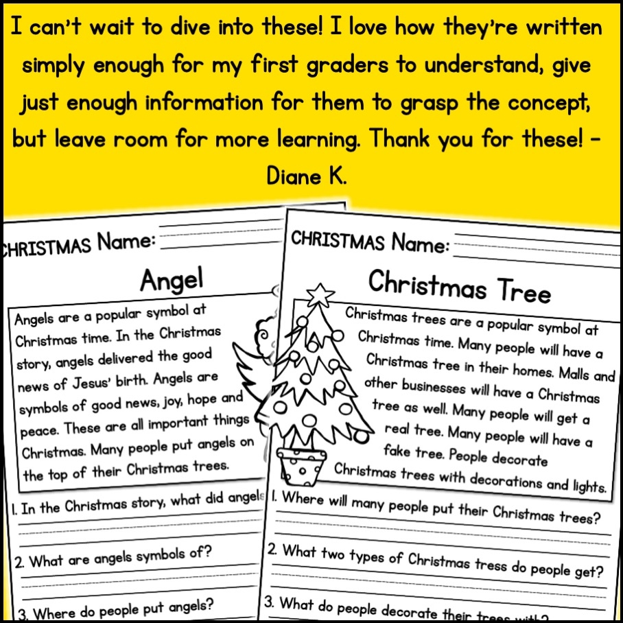 Christmas Holidays Reading Comprehension Passages K 2 Classful